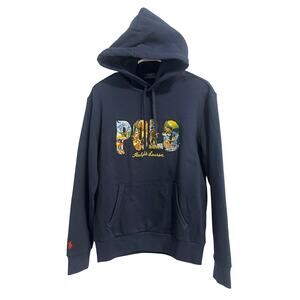 Polo Ralph Lauren NWOT Sportsman Spell Out Logo Hoodie Sz S Outdoor Navy Blue